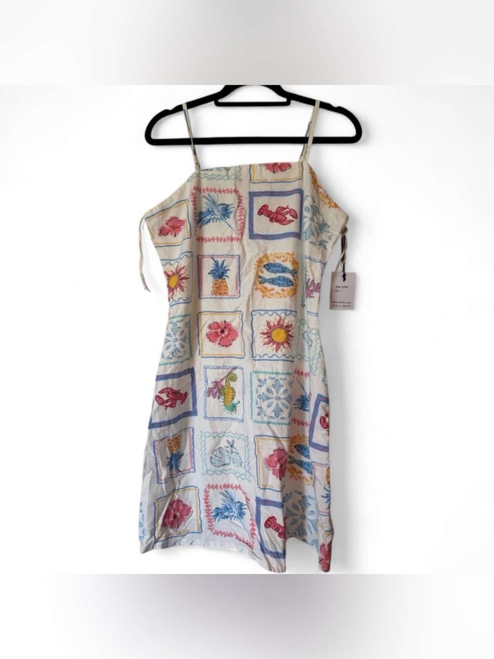 NWT linen japna coastal summer print mini dress